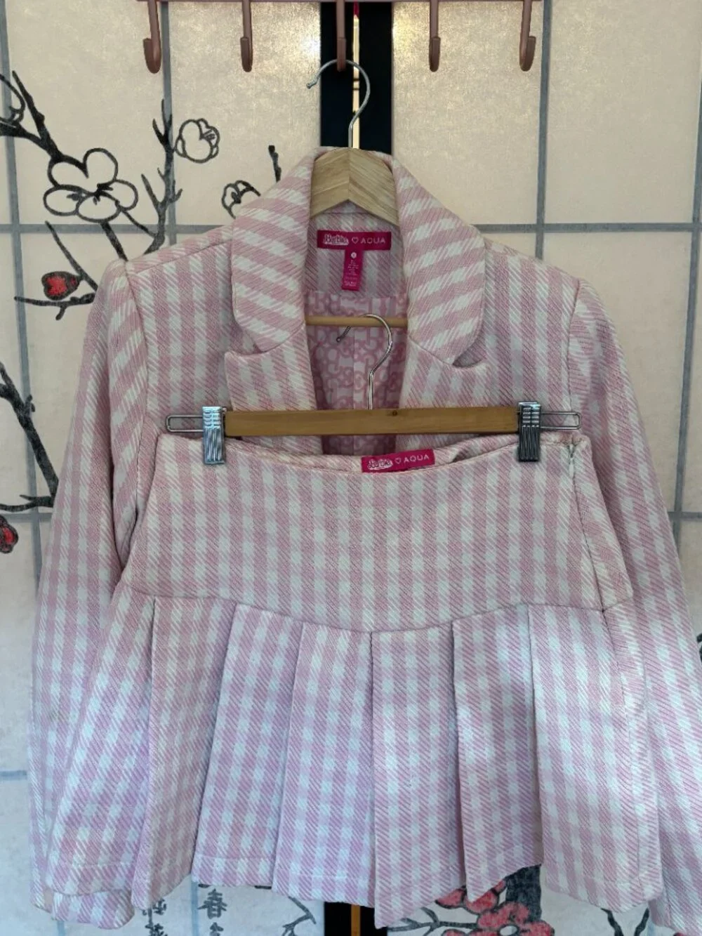 AQUA Gingham Blazer & Skirt Matching Set Size Small